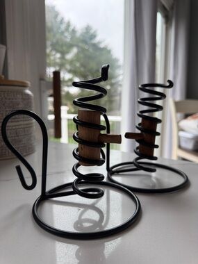 Black Metal Courting Candle Holders